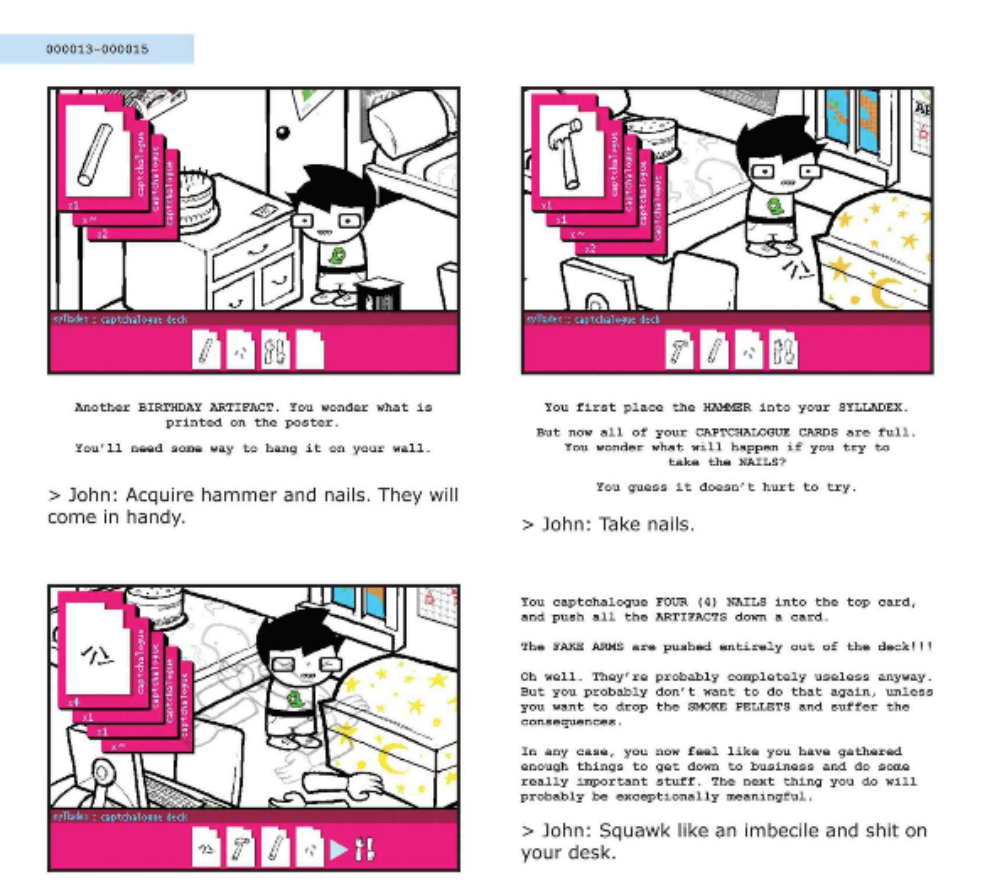 A virtual representation of a page of the print version of Homestuck (WEBCEPTION!!!!)